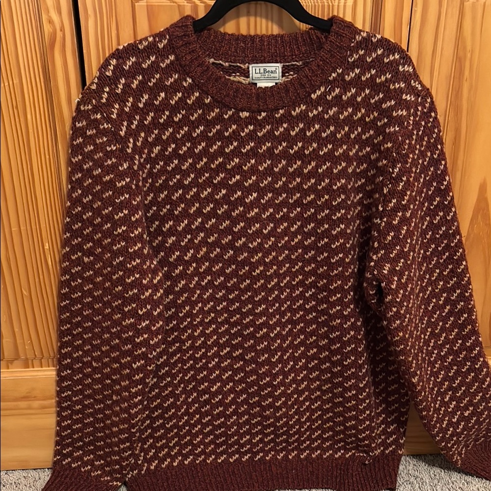 LL Bean Wool Classic Ragg Sweater, Crewneck Bird’s-Eye Men’s Large Tall